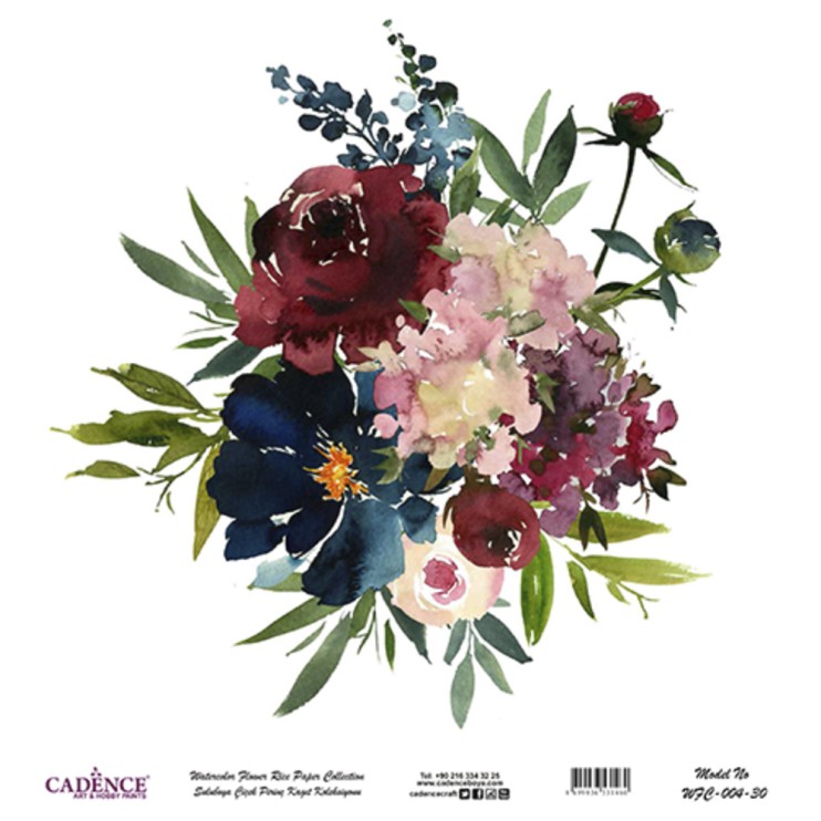 Рисовая карта "Watercolor flower" 30х30см, WFC-004