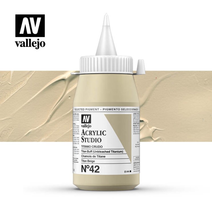 Акриловая краска Vallejo "Studio" #42 Titan Buff (Титановый неотбеленный), 1л