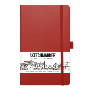 Блокнот для зарисовок Sketchmarker 13x21см, 80л, 140гр/м², твердая обложка, Красный