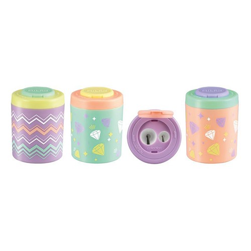 Набор точилок для карандашей Milan "Pastel Sugar Diamond" 2 отверстия, 4 штуки