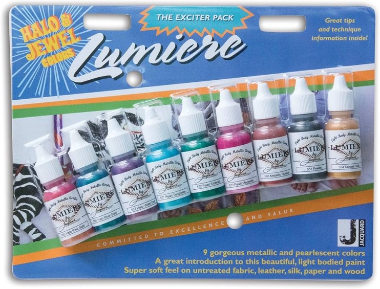 Набор красок по ткани Jacquard "Lumiere" 9 металлик оттенков (JAC9901)