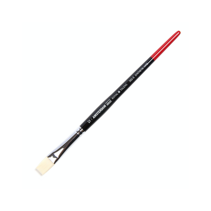 Кисть для рисования синтетика жесткая плоская Royal Talens "Amsterdam 352" №12 на короткой ручке