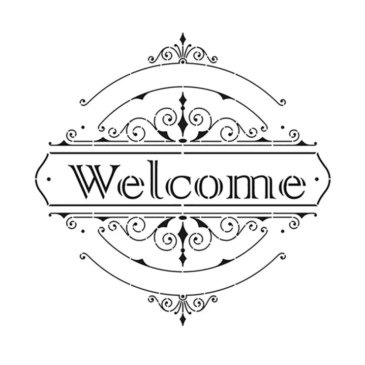 Трафарет 25х25см, HDM043 welcome