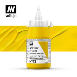 Акриловая краска Vallejo "Studio" #43 Cadmium Yellow Light (Кадмий желтый светлый), 1л