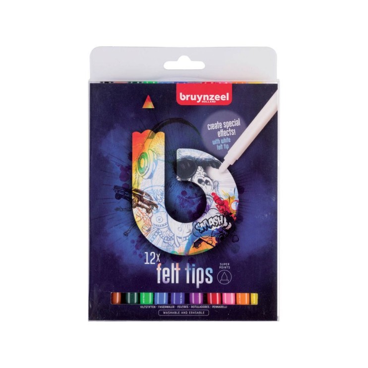 Набор фломастеров Bruynzeel "Felt tips" 12 штук (темные цвета)