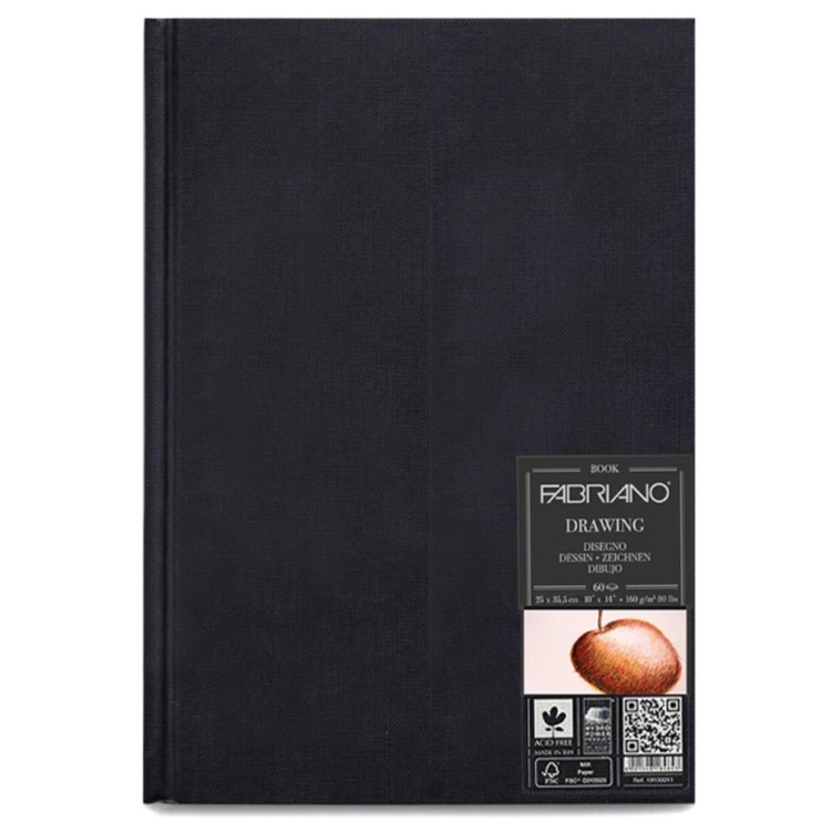 Блокнот для зарисовок Fabriano "Drawing book" 25x35,3см, 60л, 160гр/м², мелкозернистая (19100008)