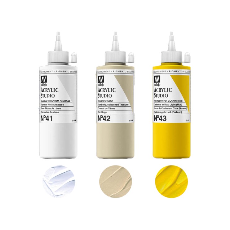 Набор акриловых красок Vallejo "Studio" 3 штуки (№041, 042, 043) по 200мл