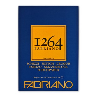Блок бумаги для графики Fabriano "1264 Sketch" 29,7х42см, 100л, 90гр/м², мелкозернистая (19100633)