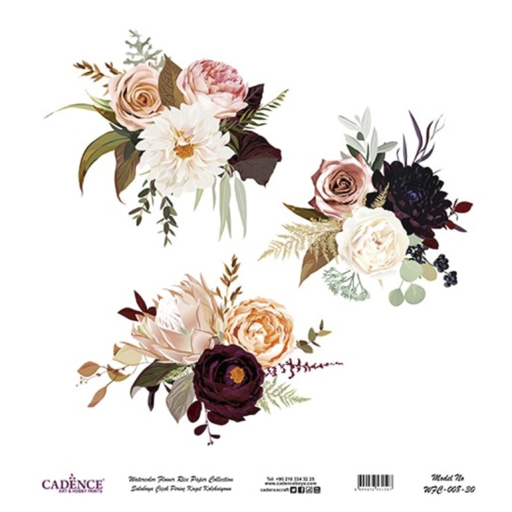 Рисовая карта "Watercolor flower" 30х30см, WFC-008