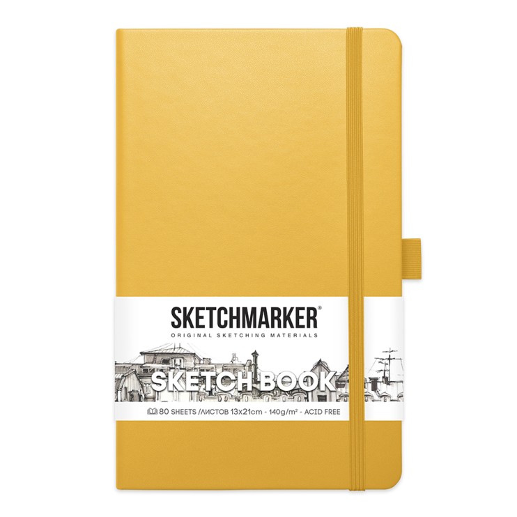 Блокнот для зарисовок Sketchmarker 13x21см, 80л, 140гр/м², твердая обложка, Оранжевый