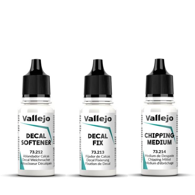 Набор вспомогательных жидкостей "Vallejo" 3 штуки (№212, 213, 214) по 17мл