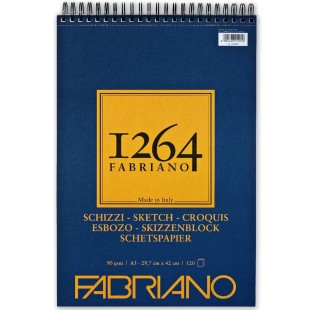 Альбом для графики на спирали Fabriano "1264 Sketch" 29,7х42см, 120л, 90гр/м², мелкозернистая (19100639)