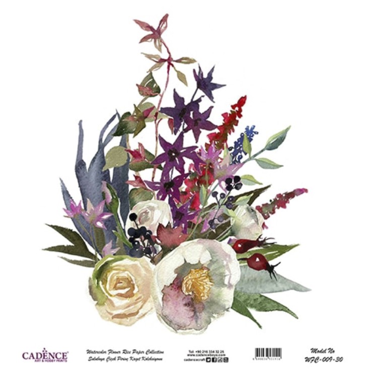 Рисовая карта "Watercolor flower" 30х30см, WFC-009