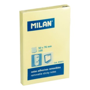 Бумага для заметок самоклеящаяся "MILAN" желтая, 50х76мм, 100л