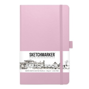 Блокнот для зарисовок Sketchmarker 13x21см, 80л, 140гр/м², твердая обложка, Розовый