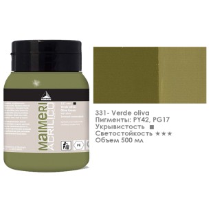 Акрил Maimeri "Acrilico" 500 мл, №331  Olive Green/ Зеленый оливковый (0934331)