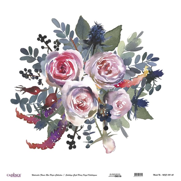Рисовая карта "Watercolor flower" 60х60см, WFC-010