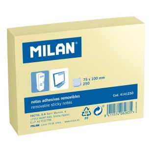 Бумага для заметок самоклеящаяся "MILAN" желтая, 75х100мм, 250л
