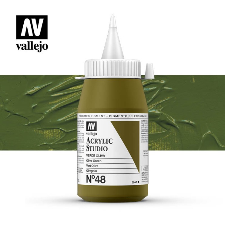 Акриловая краска Vallejo "Studio" #59 Olive Green (Зеленый оливковый), 1л