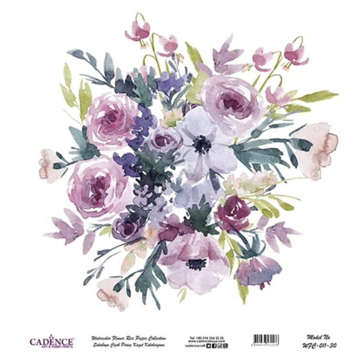 Рисовая карта "Watercolor flower" 30х30см, WFC-011