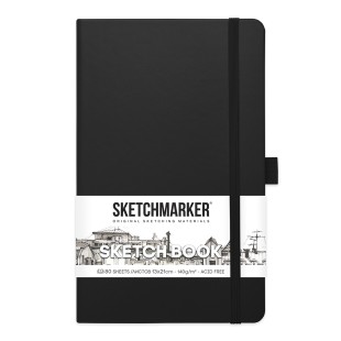 Блокнот для зарисовок Sketchmarker 13x21см, 80л, 140гр/м², твердая обложка, Черный