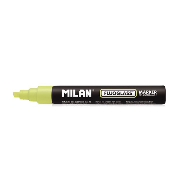 Маркер меловой Milan "Fluoglass" 2-4мм, скошенный, Желтый