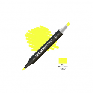 Маркер SketchMarker "Brush" FL1 Fluorescent Yellow