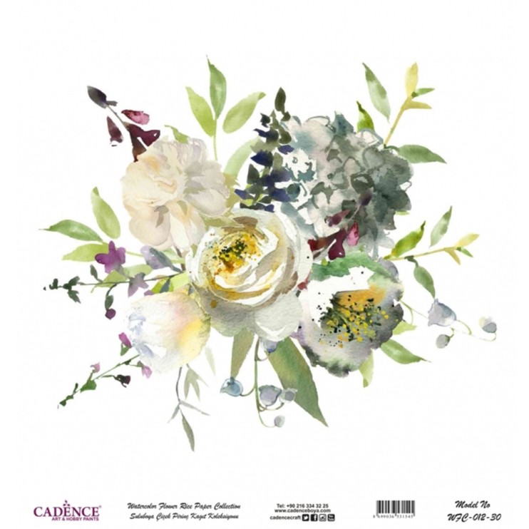 Рисовая карта "Watercolor flower" 30х30см, WFC-012