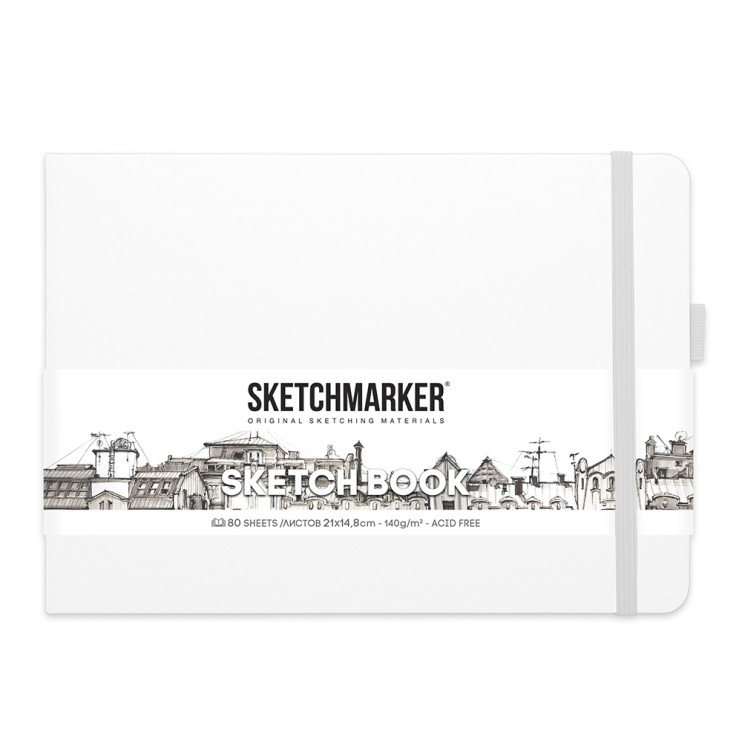 Блокнот для зарисовок Sketchmarker 21x14,8см, 80л, 140гр/м²,твердая обложка, Белый пейзаж