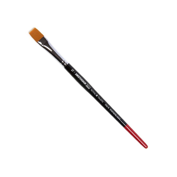 Кисть синтетика мягкая плоская "Amsterdam 342S" №12 на короткой ручке