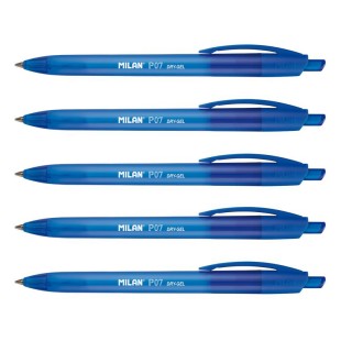 Ручка гелевая Milan "P07 Dry-Gel" 0.7 мм, чернила синие (5 штука)