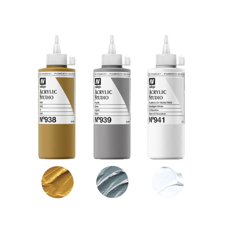 Набор акриловых красок Vallejo "Studio" 3 штуки (№938, 939, 941) по 200мл