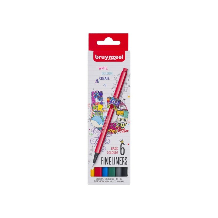 Набор линеров Bruynzeel "Fineliners" 6 цветов (базовый)