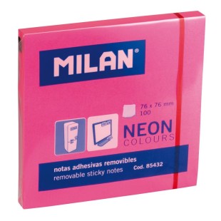 Бумага для заметок самоклеящаяся "MILAN" розовая, 76х76мм, 100л