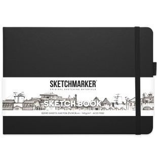 Блокнот для зарисовок Sketchmarker 21x14,8см, 80л, 140гр/м²,твердая обложка,Черный пейзаж