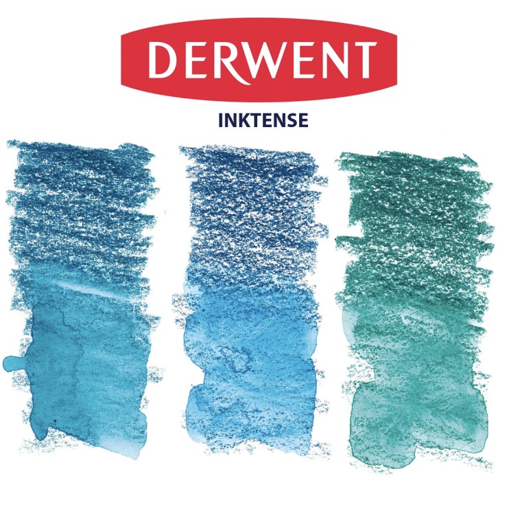 Набор карандашей чернильных Derwent "Inktense" 3 штуки, бирюзовые оттенки (1210, 1220, 1230)