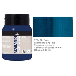 Акрил Maimeri "Acrilico" 500 мл, №378 Phthalo Blue/ Голубая ФЦ (0934378)