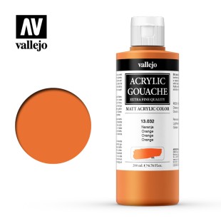 Гуашь-темпера Vallejo "Acrylic Gouache" 13.032 Кадмий оранжевый, 200 мл