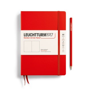 Блокнот без линовки Leuchtturm1917 "Medium" A5, 125л, 80гр/м², твердая обложка, Красный (309141)