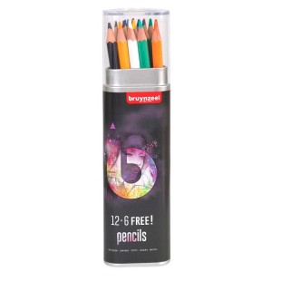 Набор цветных карандашей "Bruynzeel" 18 штук в трехгранном металическом пенале (розовая упаковка)