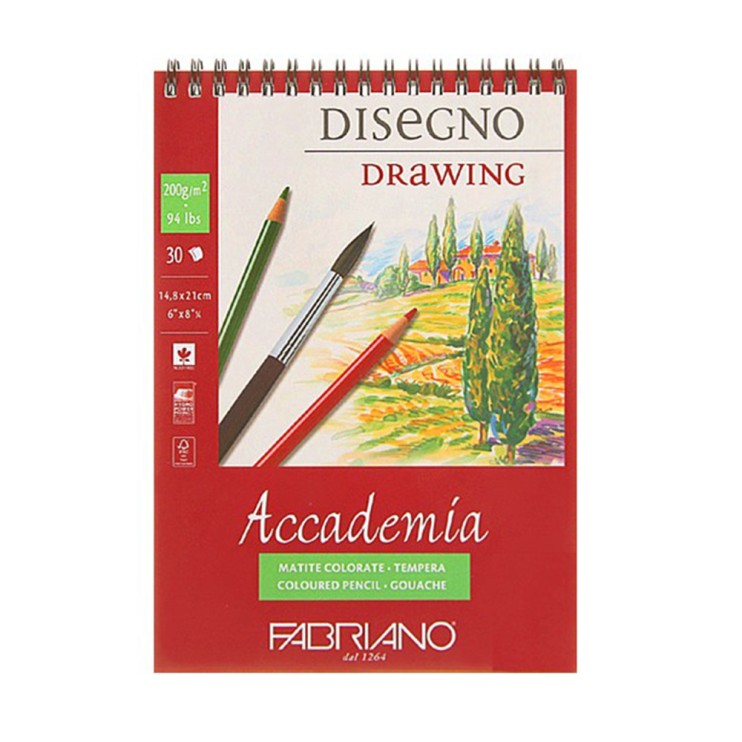 Альбом для графики Fabriano "Accademia" 14,8x21см, 30л, 200гр/м², мелкозернистая (44201421)