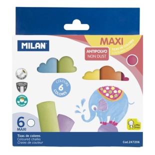 Набор мелков Milan "MAXI" 6 цветов в картонной коробке