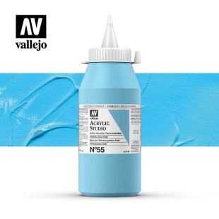 Акриловая краска Vallejo "Studio" #55 Phthalocyanine Pale Blue (Синий фтало палевый), 1л