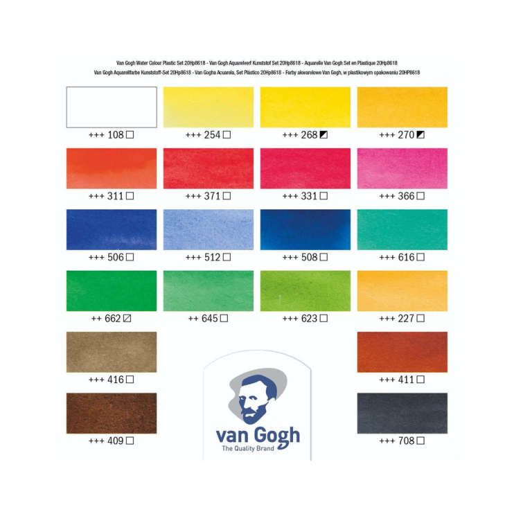 Набор акварельных красок "Van Gogh" 18 кювет в пластиковом пенале