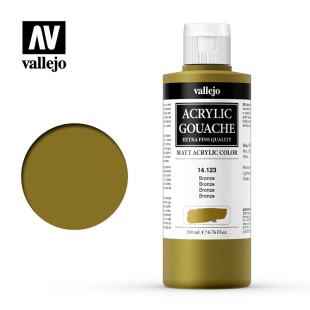 Гуашь-темпера Vallejo "Acrylic Gouache" 14.115 Золото металлик, 200 мл