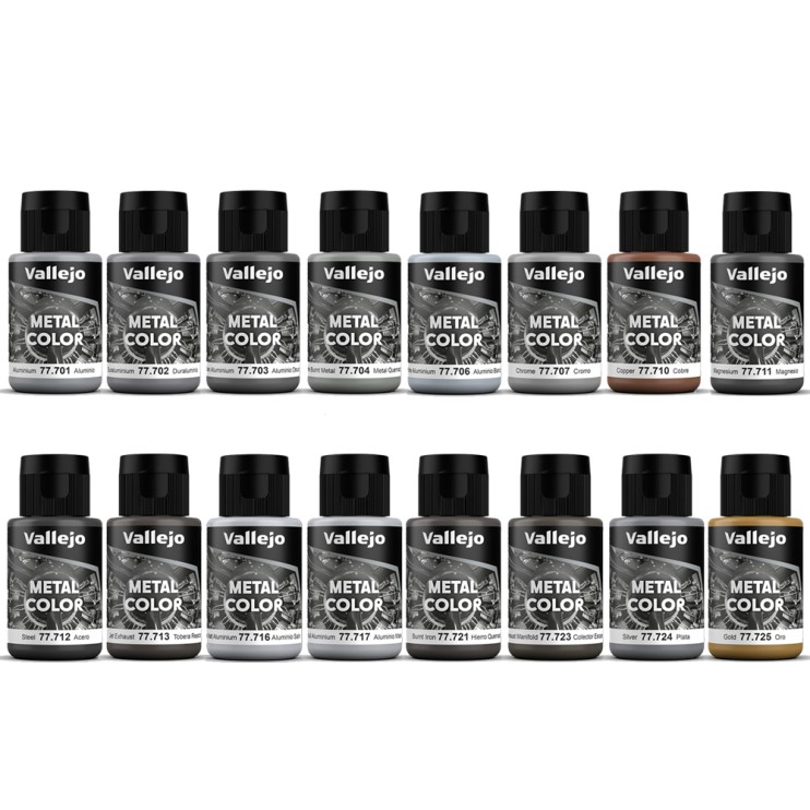 Набор красок для аэрографии Vallejo "Metal Color" №1 Combination, 16 цветов, 32 мл