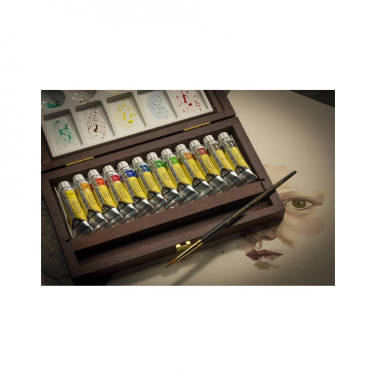 Набор акварельных красок Rembrandt "Professional" 12 туб по 10 мл в деревянном пенале с аксессуарами