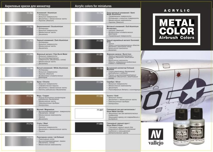 Краска металлик Vallejo "Metal Color" 77.704 Pale Burnt Metal, 32мл