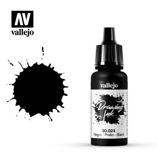 Тушь рисовальная Vallejo "Drawing ink" 30.024 Black, 17 мл