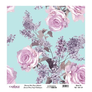 Рисовая декупажная карта Cadence "Black Ground" 30х30см, UC053 розы на голубом